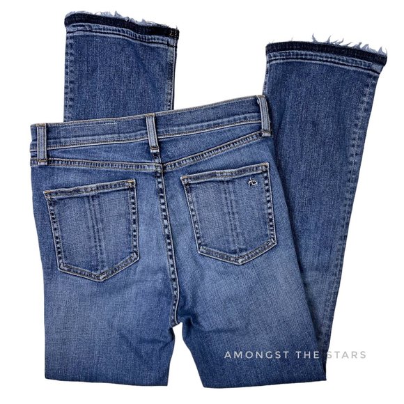 rag & bone /JEAN Hana Croyden Blue Released Raw Hem Mini Boot Cropped Jeans - Picture 11 of 12